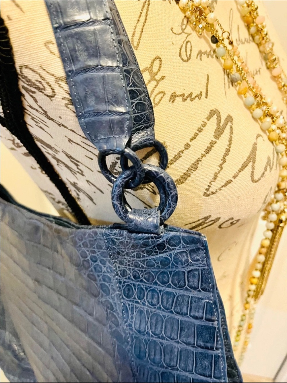 Nancy Gonzalez Blue Exotic Skin Leather Tote Luxury Bag - Picture 8 of 14